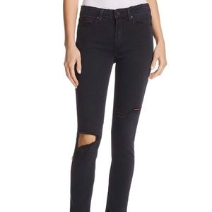 NWT Paige Black Distressed Skinny Jeans